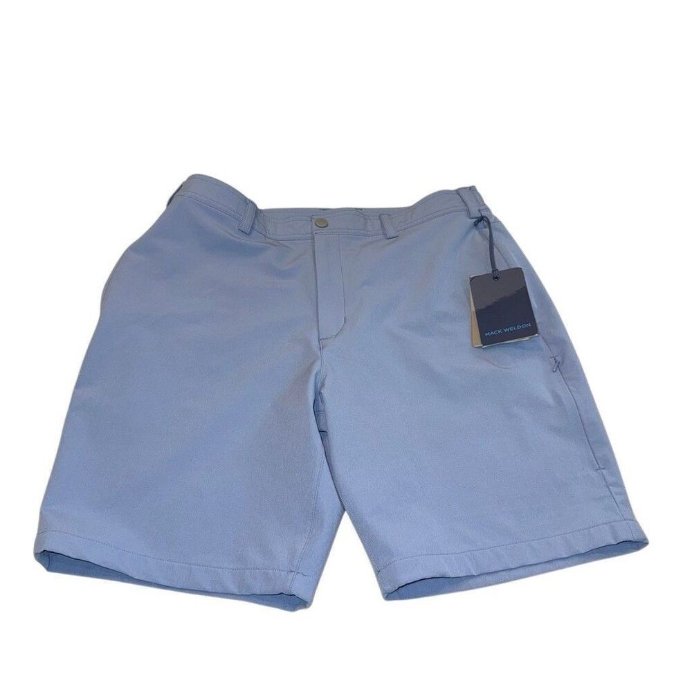 Mack Weldon Radius Flex Shorts Mens L Inseam 8” Blue Stretch Pockets NWT Read
